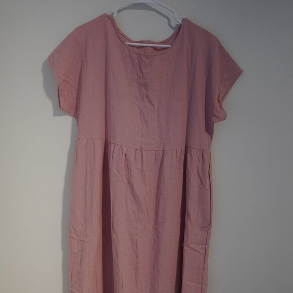 Pink Flowy Dress - Midi Length - Picture 1 of 2